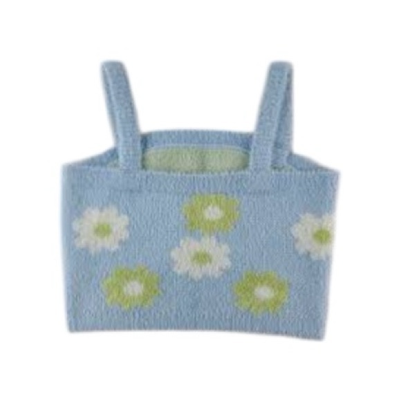 KENDALL AND KYLIE Blue Floral Knit Tank Top - Picture 2 of 2